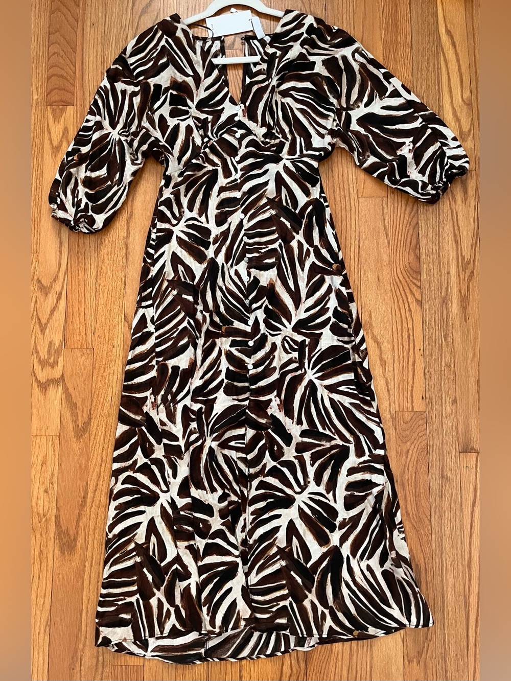 NWT Mango Brown Printed Midi Dress